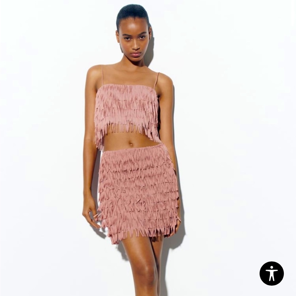 Zara Fringed Crop Top - size large